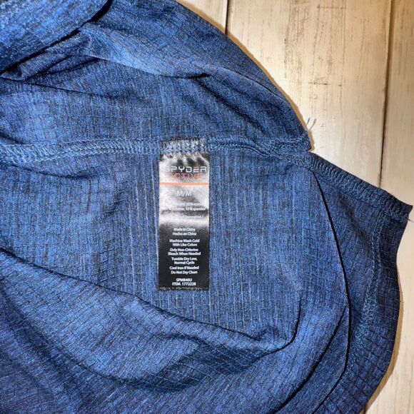 Spyder Active Shirt Men's Medium Blue 1/4 Zip Long Sleeve Pullover Mock Neck - Picture 7 of 7